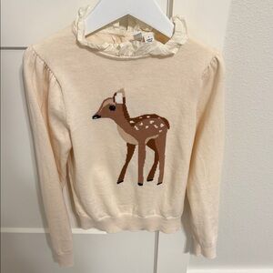 Janie and Jack Cream Deer Sweater size 7